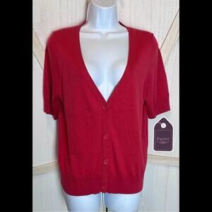 Talbots Womens Sweater Size Large Short Sleeve Coral Lightweight